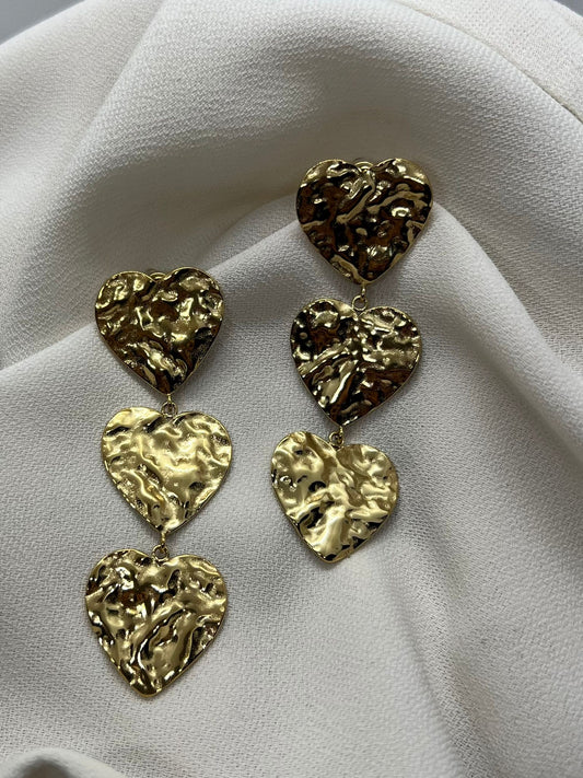 Steel Drop Heart Earrings