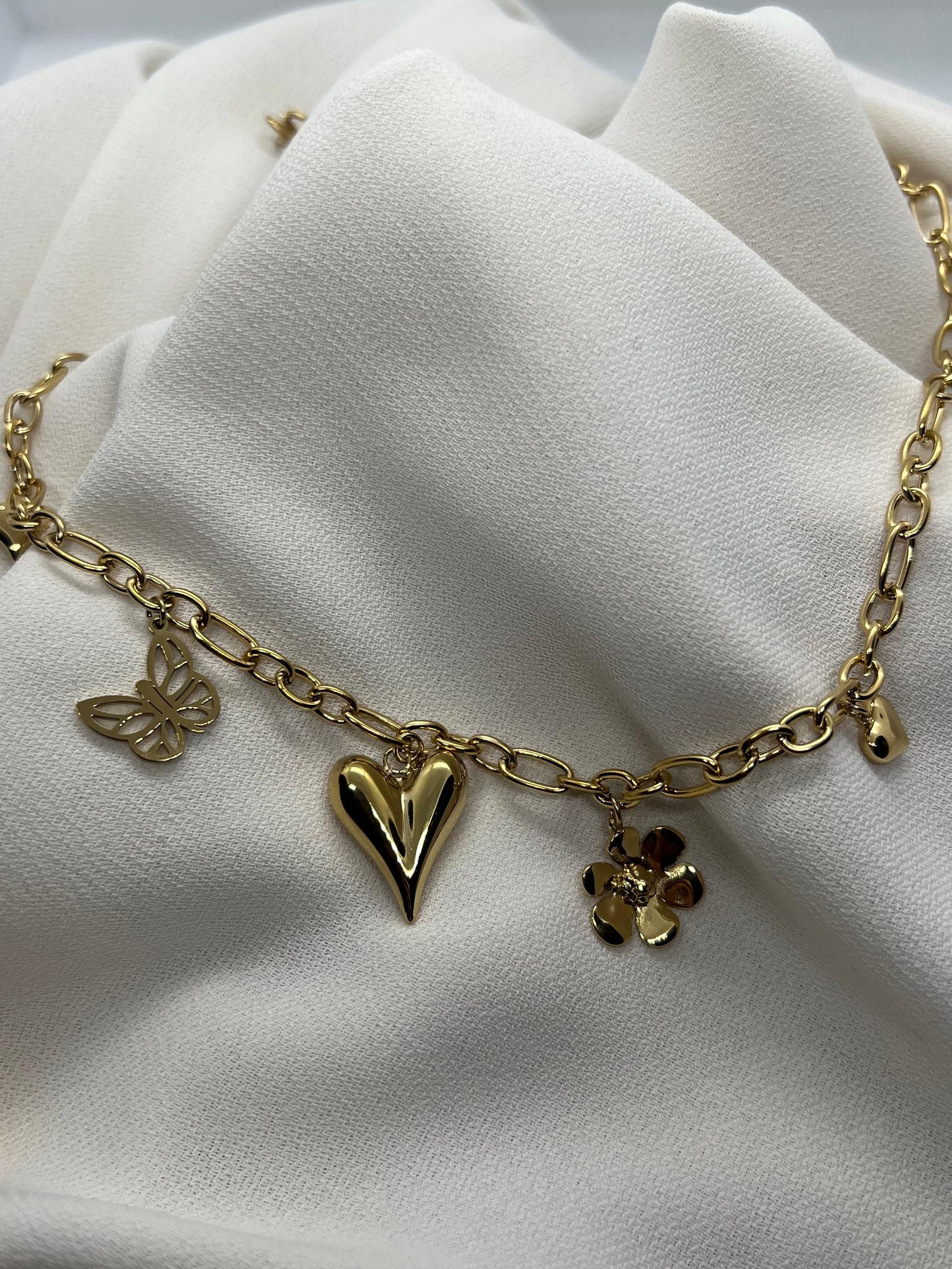 Butterfly Heart Charm Necklace